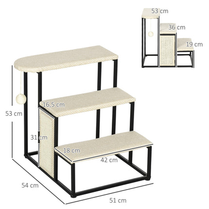 3-Stufen-Haustiertreppe mit Kratzbrett und Spielball