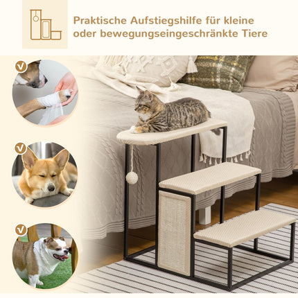 3-Stufen-Haustiertreppe mit Kratzbrett und Spielball