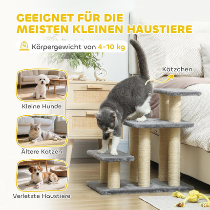 Haustiertreppe, 3 Stufen, 54 cm, Sisal-Kratzstämme