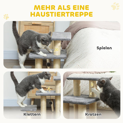 Haustiertreppe, 3 Stufen, 54 cm, Sisal-Kratzstämme