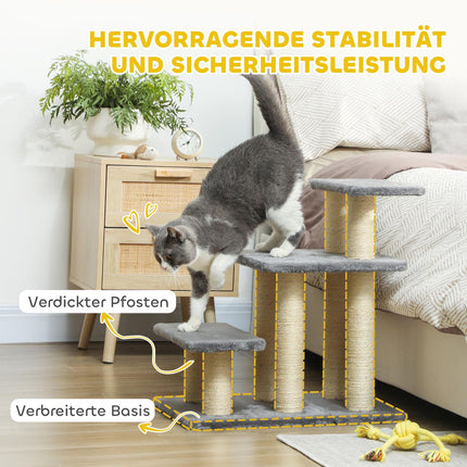 Haustiertreppe, 3 Stufen, 54 cm, Sisal-Kratzstämme