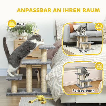 Haustiertreppe, 3 Stufen, 54 cm, Sisal-Kratzstämme