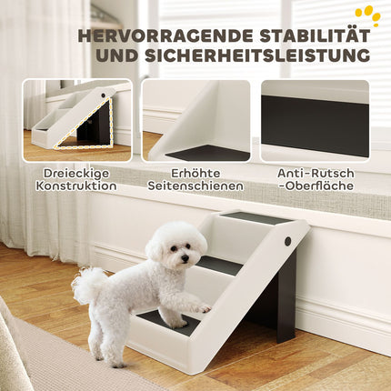 Haustiertreppe, 3 Stufen, faltbar, 36,5 cm, Cremeweiß
