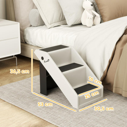 Haustiertreppe, 3 Stufen, faltbar, 36,5 cm, Cremeweiß