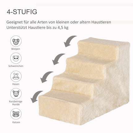 Haustiertreppe, 4-stufige Rampe mit abnehmbarem Bezug, Beige