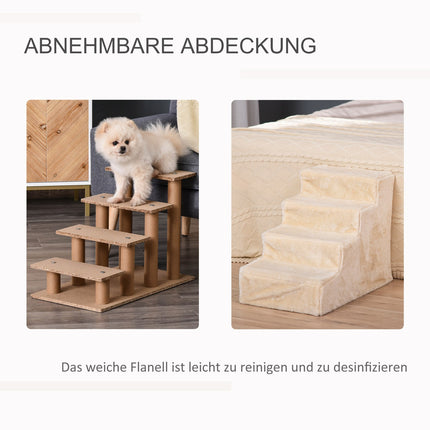 Haustiertreppe, 4-stufige Rampe mit abnehmbarem Bezug, Beige