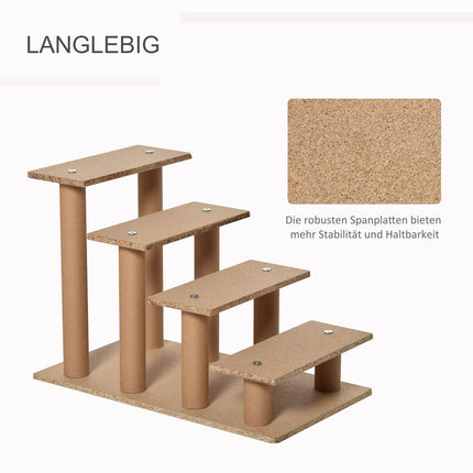 Haustiertreppe, 4-stufige Rampe mit abnehmbarem Bezug, Beige