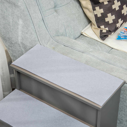 Haustiertreppe, 4 Stufen, Plüschteppich, 30 kg Tragkraft, Grau