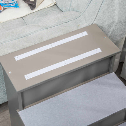 Haustiertreppe, 4 Stufen, Plüschteppich, 30 kg Tragkraft, Grau