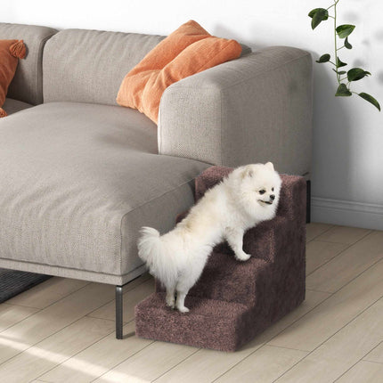 Pet Stairs, 4-Step, Removable Cover, 44 cm, Brown