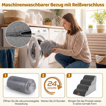 Haustiertreppe 4 Stufen, umwandelbares Bett, rutschfest, Grau