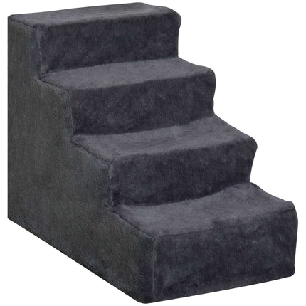 Haustiertreppe, 4 Stufen, abnehmbarer Bezug, Dunkelgrau, 44 cm