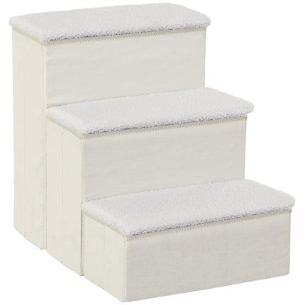 Klappbare Haustiertreppe mit Stauraum, 3 Stufen, MDF, weiß