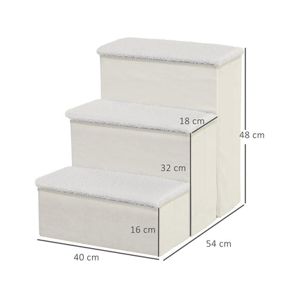 Klappbare Haustiertreppe mit Stauraum, 3 Stufen, MDF, weiß