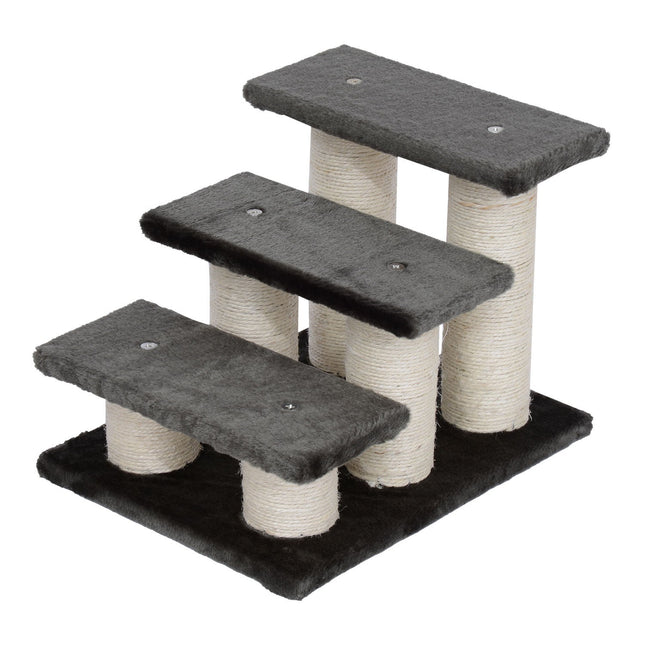 Animal stairs for cats and dogs, 3-step plush, dark gray 45x35x34 cm