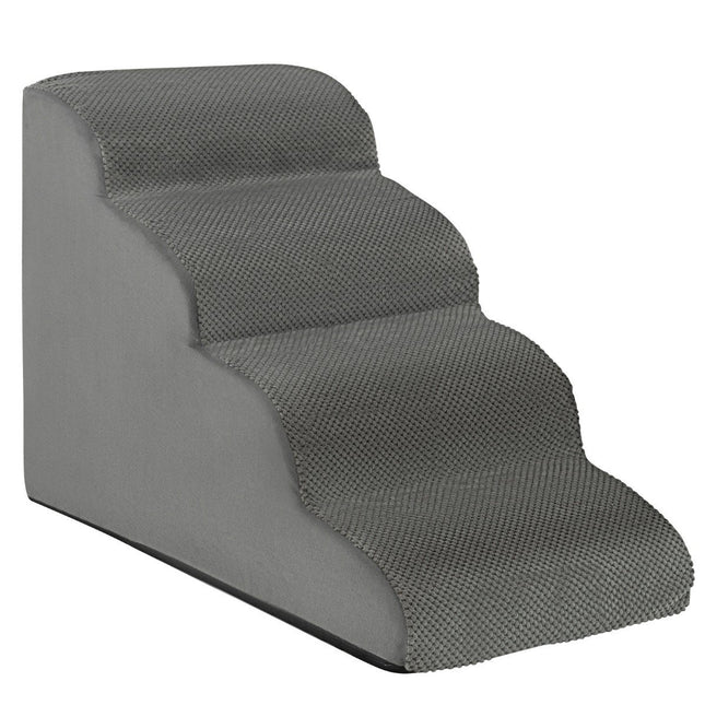 Haustiertreppe, rutschfeste 4-stufige Hunderampe aus Schaumstoff, 72 x 41 x 51 cm, Grau