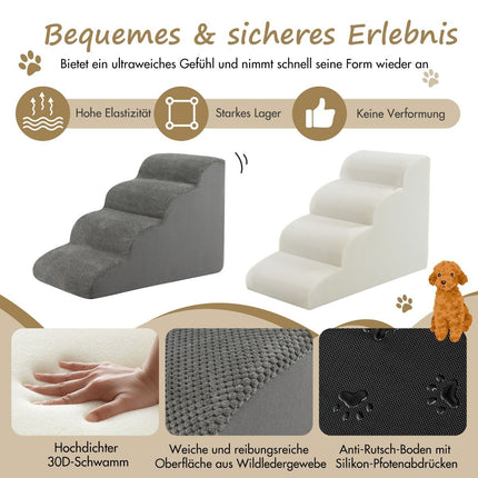 Pet Stairs Antislip 4-laags Hondenhelling Gemaakt van Schuim 72 x 41 x 51 cm Grijs