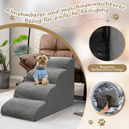 Pet Stairs Antislip 4-laags Hondenhelling Gemaakt van Schuim 72 x 41 x 51 cm Grijs