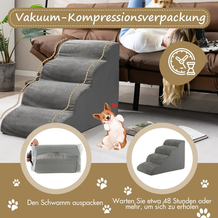 Pet Stairs Antislip 4-laags Hondenhelling Gemaakt van Schuim 72 x 41 x 51 cm Grijs