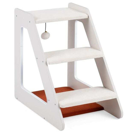 Pet Stairs with Bed, 3 Steps, Foam Padded, 54x33x48 cm