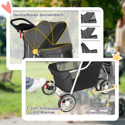 Haustier-Kinderwagen, faltbar, leicht, Stahlrahmen, 10 kg Tragkraft