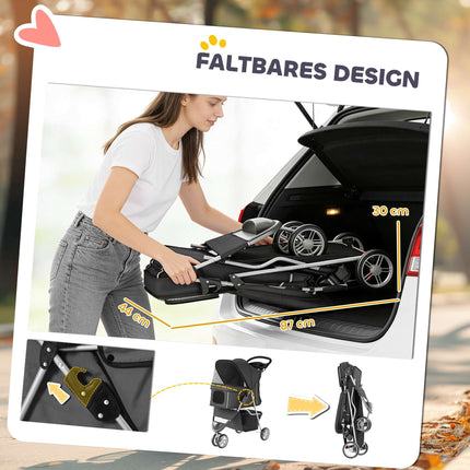 Haustier-Kinderwagen, faltbar, leicht, Stahlrahmen, 10 kg Tragkraft