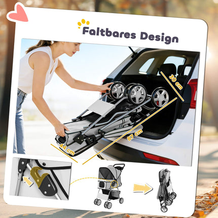 Haustier-Buggy, faltbar mit Regenschutz, reflektierend, 10kg Traglast