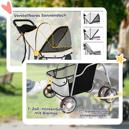 Haustier-Buggy, faltbar mit Regenschutz, reflektierend, 10kg Traglast