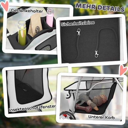 Haustier-Buggy, faltbar mit Regenschutz, reflektierend, 10kg Traglast