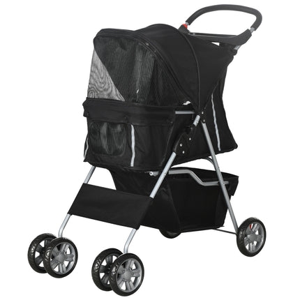 Haustier-Kinderwagen für kleine Hunde, faltbar, schwarz, 10 kg Tragkraft