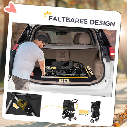 Pet Stroller for Small Dogs, Foldable, Up to 10kg