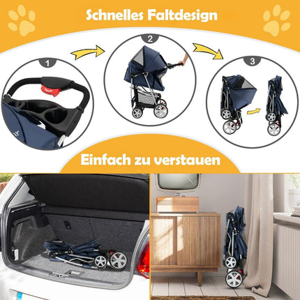 Haustierbuggy für kleine Haustiere, faltbar, 15 kg Tragkraft