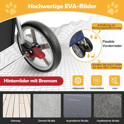 Haustierbuggy für kleine Haustiere, faltbar, 15 kg Tragkraft