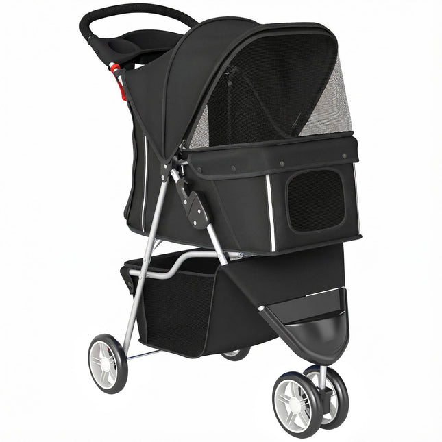 Haustier-Kinderwagen mit Netzverdeck, zusammenklappbar, 10 kg Fassungsvermögen