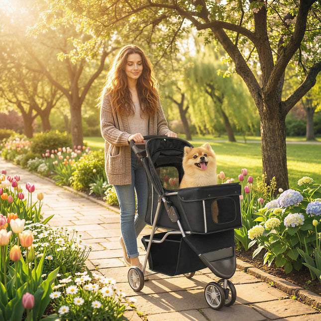 Haustier-Kinderwagen mit Netzverdeck, zusammenklappbar, 10 kg Fassungsvermögen