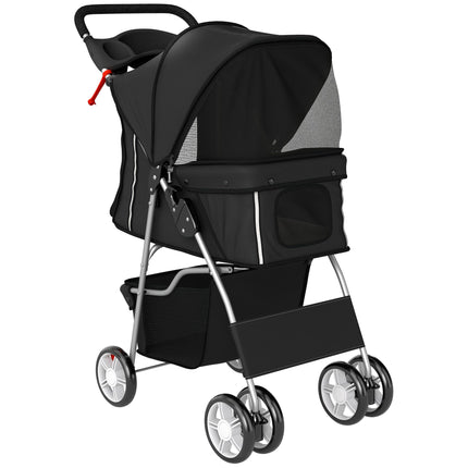 Pet Stroller with Mesh Windows, Foldable, for Small Pets