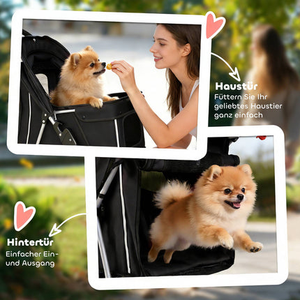 Pet Stroller with Mesh Windows, Foldable, for Small Pets