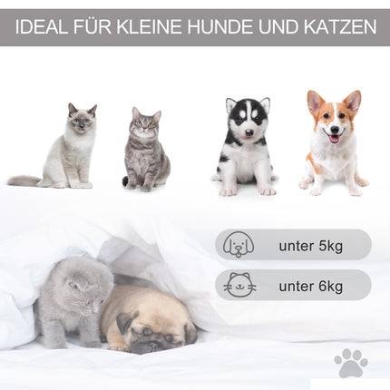Haustierzelt, gemütliches Katzen- und Hundehäuschen mit weichem Kissen, Grau