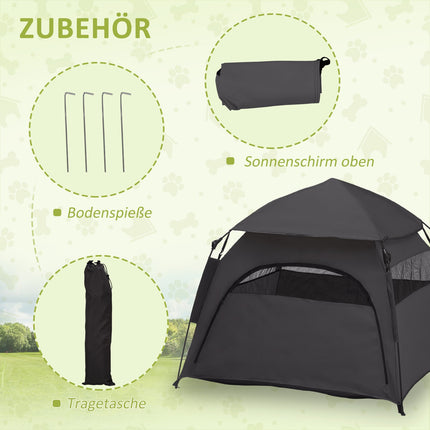 Outdoor Haustierzelt – Dunkelgrau mit Netzfenster und Tragetasche