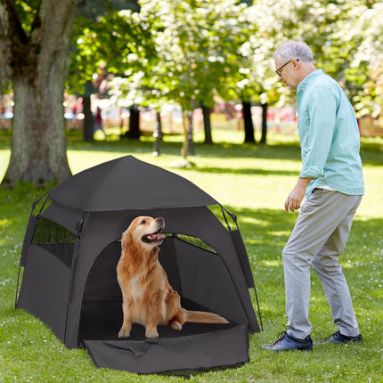 Outdoor Haustierzelt – Dunkelgrau mit Netzfenster und Tragetasche