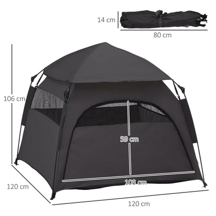 Outdoor Haustierzelt – Dunkelgrau mit Netzfenster und Tragetasche