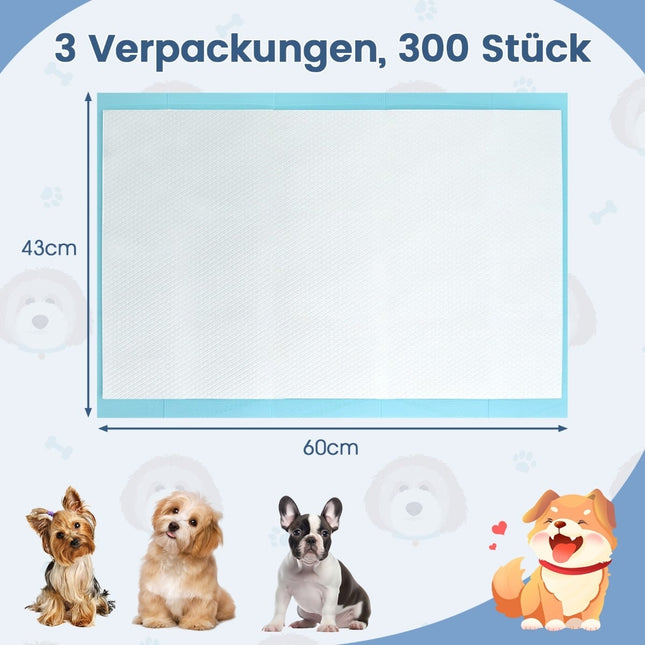Haustier-Trainingsunterlagen, auslaufsicher, 60x43 cm, 300 Stück