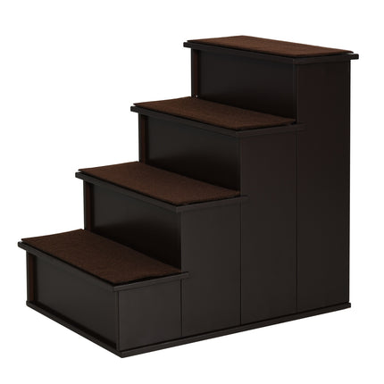 Haustiertreppe mit Teppich - MDF, dunkelbraun, 40x59x54 cm