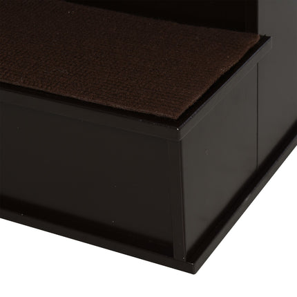 Haustiertreppe mit Teppich - MDF, dunkelbraun, 40x59x54 cm