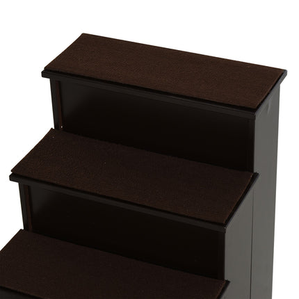 Haustiertreppe mit Teppich - MDF, dunkelbraun, 40x59x54 cm