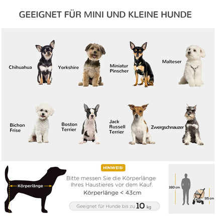 Tierwagen für kleine Hunde und Katzen – Hellbraun, 76,5 cm
