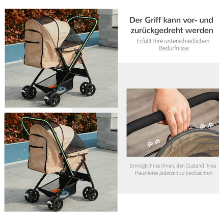 Tierwagen für kleine Hunde und Katzen – Hellbraun, 76,5 cm