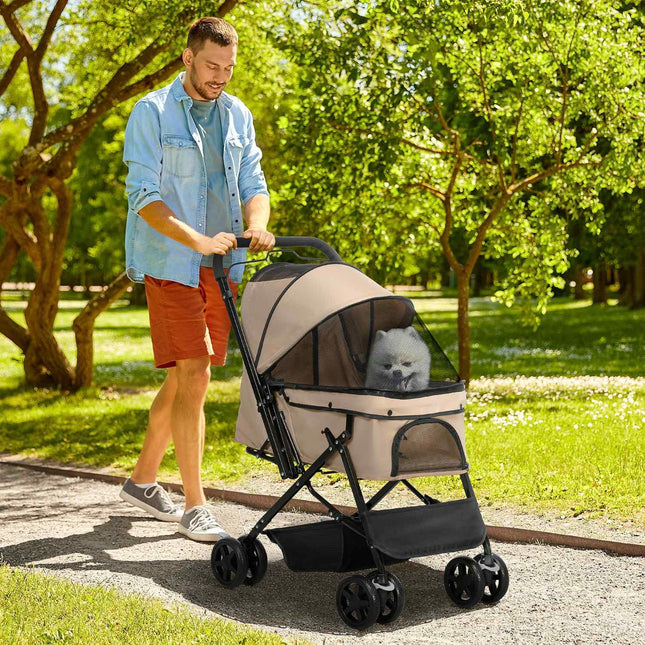Tierwagen für kleine Hunde und Katzen – Hellbraun, 76,5 cm