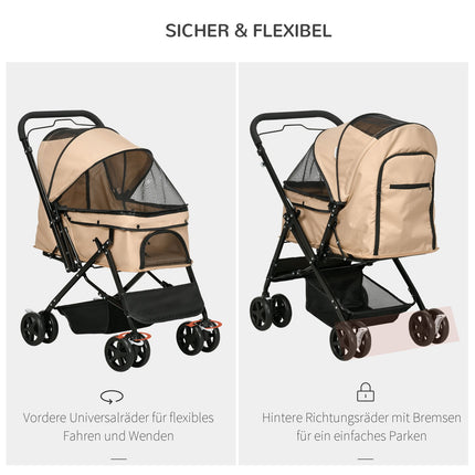 Tierwagen für kleine Hunde und Katzen – Hellbraun, 76,5 cm