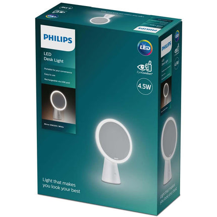 Philips Portable Mirror with LED Light, 3 Light Settings, White